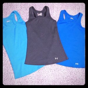 EUC 3 Under Armour Heat Gear Ribbed Tanks